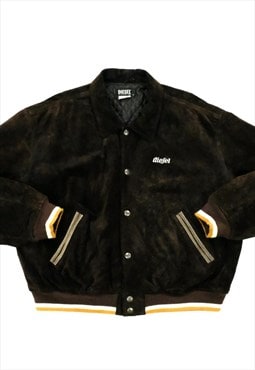 Diesel Suede Jacket Bomber Baseball Style in Brown