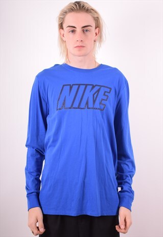 NIKE MENS VINTAGE TOP LONG SLEEVE LARGE BLUE 90S