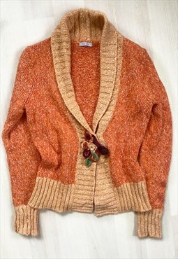 Y2K Orange Knit Cardigan