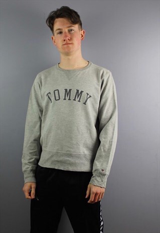 VINTAGE TOMMY HILFIGER SWEATSHIRT IN GREY WITH EMBROIDERY