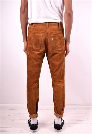 LEVI'S MENS VINTAGE CORDUROY TROUSERS W32 L30 BROWN 90'S