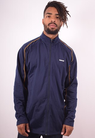 REEBOK MENS VINTAGE TRACKSUIT TOP JACKET XL BLUE 90S