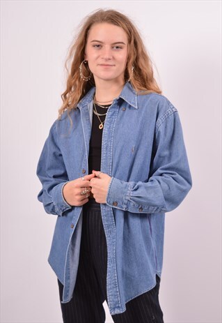 VINTAGE POLO SPORT RALPH LAUREN DENIM SHIRT BLUE