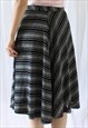 VINTAGE BLACK GREY SKIRT BASIC SIZE S T318