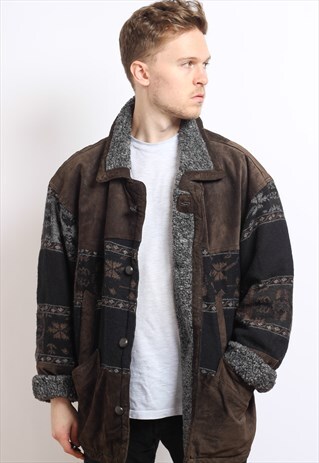 VINTAGE AZTEC FLEECE LINED JACKET