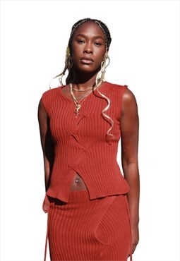 Burnt Orange Ribbed Top