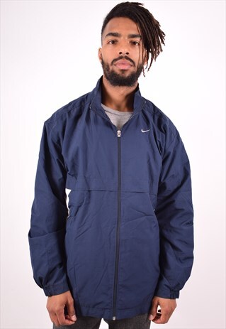 NIKE MENS VINTAGE TRACKSUIT TOP JACKET LARGE NAVY BLUE 90S