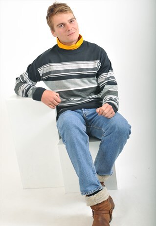 VINTAGE STRIPED CREW NECK JUMPER