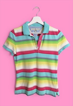 Vintage 90's Tommy Hilfiger Rainbow Stripes Polo T-shirt 