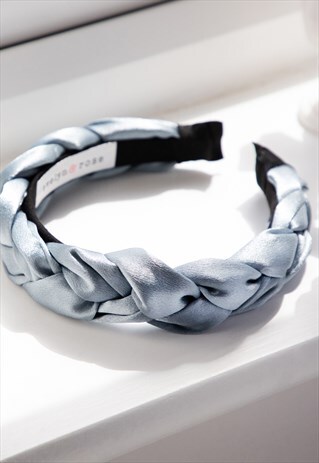 BLUE BRAIDED SATIN HEADBAND