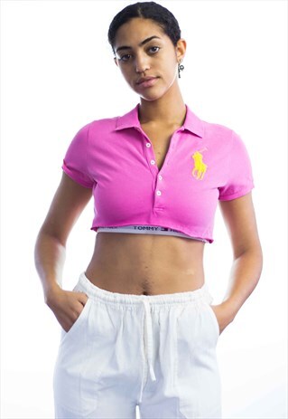 VINTAGE POLO RALPH LAUREN CROP TOP LOGO 90S S 4.2