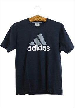 Vintage Adidas T-Shirt 00s Y2K Navy Blue Logo Short Sleeve
