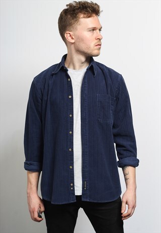 VINTAGE CORDUROY CORD SHIRT BLUE