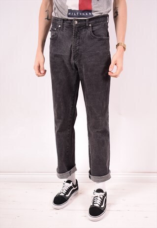 TRUSSARDI MENS VINTAGE JEANS W30 L31 BLACK 90S