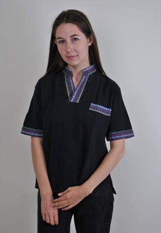 NATIVE T-SHIRT, ETHNO SHIRT, RETRO EMBROIDERY, HERITAGE TEE