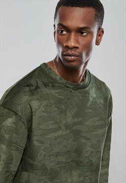 Green Sweatshirt ,Camouflage Print, Stylish Jumper