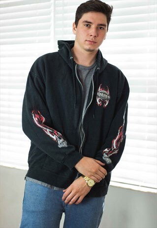 VINTAGE HARLEY DAVIDSON HOODIE SWEATSHIRT LOGO 90S L 26