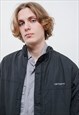 VINTAGE 90S MINIMAL BLACK WIND BREAKER WORKWEAR JACKET 