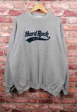 Vintage Hard Rock Cafe Spell Out Grey Crew Neck Sweatshirt