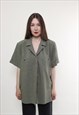 VINTAGE 90S MINIMALIST BLOUSE, OVERSIZED BLOUSE GREEN 