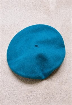 Women's Vintage 80s St Michael Turquoise Wool Beret Hat