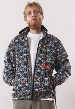 VINTAGE MENS ADIDAS BIG LOGO PRINTED WINDBREAKER JACKET