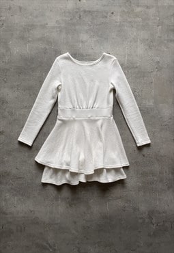 Preloved white mini ruffle skirt