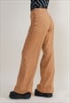 VINTAGE 80S PREPPY WIDE LEG BROWN TROUSERS WOMEN M