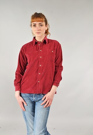 VINTAGE BURGUNDY RED CORDUROY SHIRT
