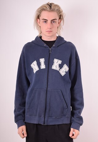 NIKE MENS VINTAGE HOODIE JACKET LARGE BLUE 90S