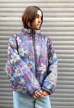 90s down jacket with geometric pattern