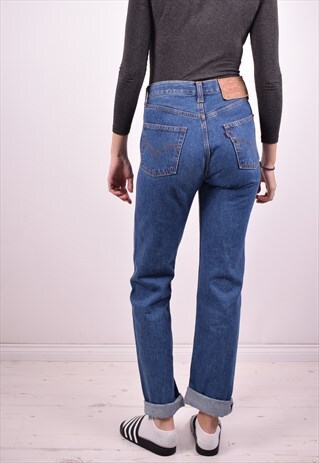 LEVI'S 501 WOMENS VINTAGE JEANS W29 L32 BLUE 90S