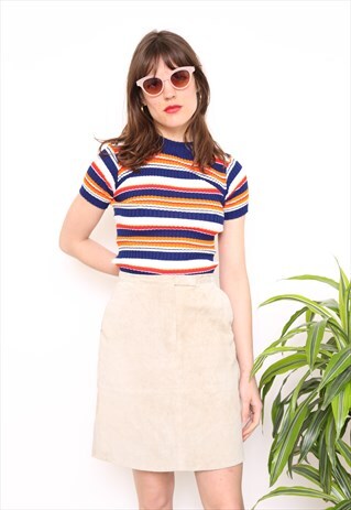 VINTAGE 90S CREAM SUEDE SKIRT