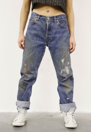 VINTAGE LEVI'S 501 BLUE PAINT MOM JEANS