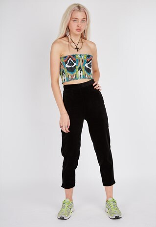 VINTAGE BENETTON HIGH WAISTED VELOUR TROUSERS