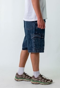 Blue 90s Wrangler Denim Carpenter Jorts Shorts