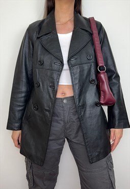 Oversized Black Real Leather Jacket