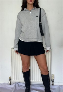 Nike Grey 90s Vintage 1/4 Zip Knit Sweatshirt