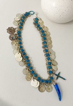 Coin Chain Boho Charms Necklace