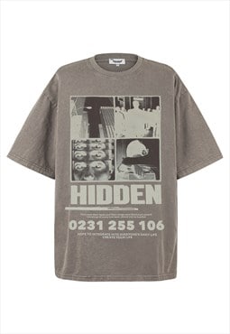 Techno raver t-shirt cyberpunk top grunge tee vintage grey