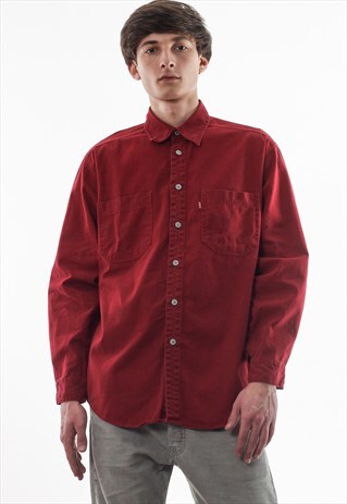 VINTAGE LEVIS DENIM 90S RED LONG SLEEVE