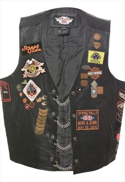 Vintage Harley Davidson Customised Waistcoat - XL