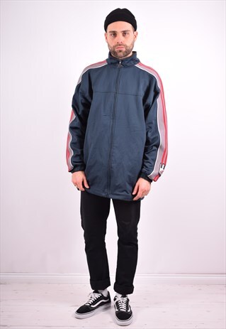 ADIDAS MENS VINTAGE TRACKSUIT TOP JACKET LARGE BLUE 90'S