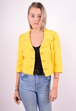 ROCCOBAROCCO WOMENS VINTAGE BLAZER JACKET MEDIUM YELLOW 90'S
