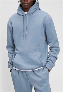 54 Floral Essential Blank Pullover Hoody - Sky Petrol Blue 