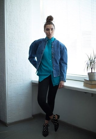 VINTAGE 80'S BLUE DENIM BUTTON UP JACKET