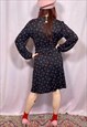 70S VINTAGE DRESS BLACK ABSTRACT PINK VALENTINES DAY DRESS