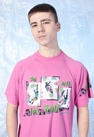 VINTAGE ADIDAS PINK RETRO GRAPHIC TEE