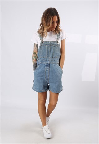 DENIM DUNGAREE SHORTS VINTAGE UK 10 (5DG)