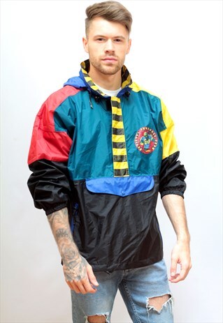 1990'S VINTAGE BRIGHT OVERSIZED FESTIVAL WINDBREAKER JACKET